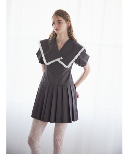 etre loin（エトルワン）の「Low waist pleated mini dress（ワンピース・レディース・ブルー/グレー/ブラック・M）」の6枚目の写真