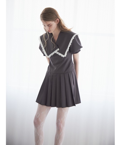 etre loin（エトルワン）の「Low waist pleated mini dress（ワンピース・レディース・ブルー/グレー/ブラック・M）」の7枚目の写真