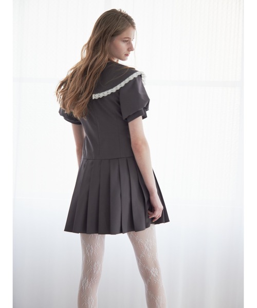 【LOW CLASSIC】 PLEATED MINI DRESS / 追跡付 LOW CLASSIC Pleated Mini Dress - Black | Garmentory