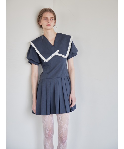 etre loin（エトルワン）の「Low waist pleated mini dress（ワンピース・レディース・ブルー/グレー/ブラック・M）」の19枚目の写真