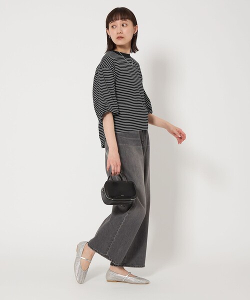 green label relaxing(グリーンレーベルリラクシング)の「パフギャザースリーブ プルオーバー カットソー(Tシャツ/カットソー・レディース・その他2/その他1/ブラック/オフホワイト・FREE)」の7枚目の写真
