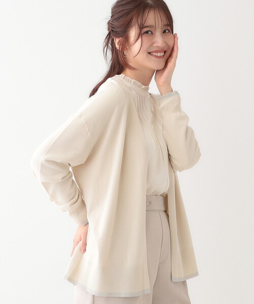 DRESKIP(ドレスキップ)の「【S-LL】リブのラメが華やかな トッパー ニットカーディガン(カーディガン/ボレロ・レディース・ブラック/ナチュラル/ブルー/ベージュ・01/02/03/04)」の3枚目の写真