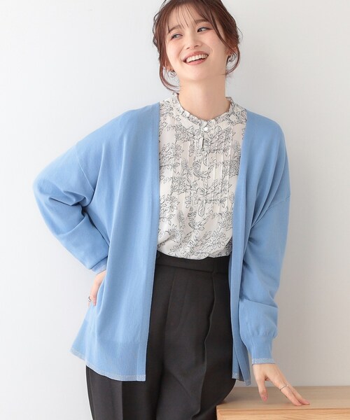 DRESKIP(ドレスキップ)の「【S-LL】リブのラメが華やかな トッパー ニットカーディガン(カーディガン/ボレロ・レディース・ブラック/ナチュラル/ブルー/ベージュ・01/02/03/04)」の4枚目の写真