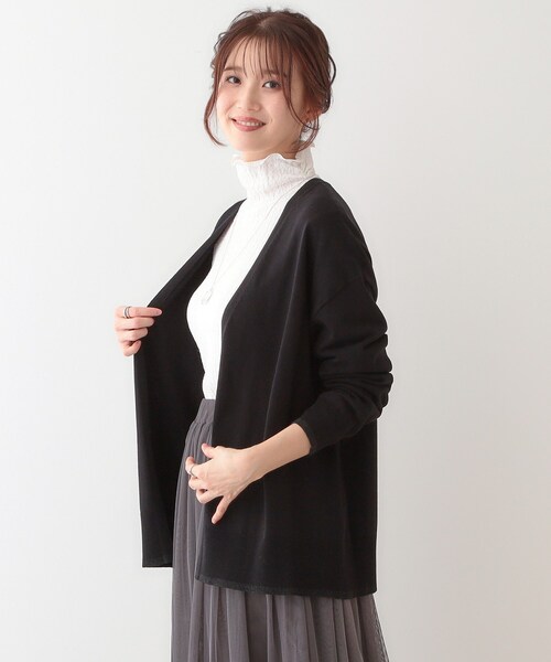 DRESKIP(ドレスキップ)の「【S-LL】リブのラメが華やかな トッパー ニットカーディガン(カーディガン/ボレロ・レディース・ブラック/ナチュラル/ブルー/ベージュ・01/02/03/04)」の13枚目の写真