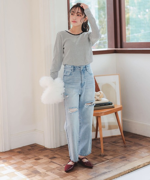 SALE★【COACH】デニム ジーンズ 低身長向けサイズ ] クラッシュデニムパンツ（デニムパンツ