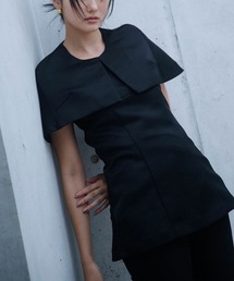 KINO THE KEI（キノザケイ）の「サテン ケープ ジャケット KINO THE KEI（ノーカラージャケット）」