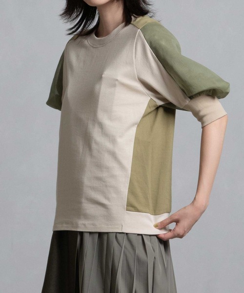 MARECHAL TERRE（マルシャルテル）の「ジョイントトップス（Tシャツ/カットソー・レディース・ブラック/オフホワイト/ベージュ/ブラック×ホワイト・MEDIUM）」の4枚目の写真