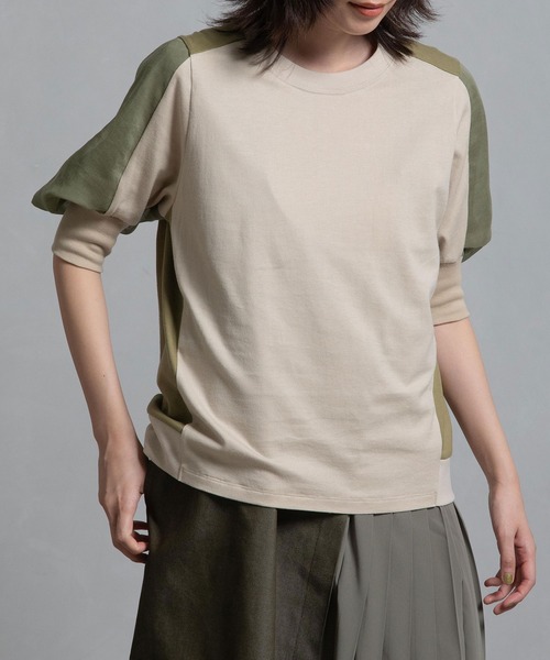 MARECHAL TERRE（マルシャルテル）の「ジョイントトップス（Tシャツ/カットソー・レディース・ブラック/オフホワイト/ベージュ/ブラック×ホワイト・MEDIUM）」の5枚目の写真