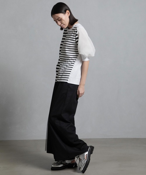 MARECHAL TERRE（マルシャルテル）の「ジョイントトップス（Tシャツ/カットソー・レディース・ブラック/オフホワイト/ベージュ/ブラック×ホワイト・MEDIUM）」の12枚目の写真