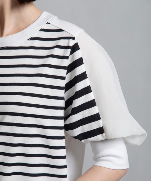 MARECHAL TERRE（マルシャルテル）の「ジョイントトップス（Tシャツ/カットソー・レディース・ブラック/オフホワイト/ベージュ/ブラック×ホワイト・MEDIUM）」の15枚目の写真