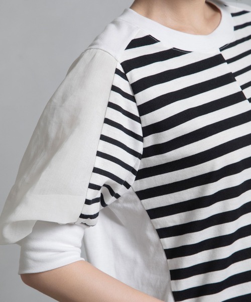 MARECHAL TERRE（マルシャルテル）の「ジョイントトップス（Tシャツ/カットソー・レディース・ブラック/オフホワイト/ベージュ/ブラック×ホワイト・MEDIUM）」の16枚目の写真