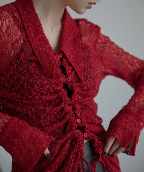 VACANCY（ヴァカンシー）の「ドロストレースシアーシャツ/新色追加（シャツ/ブラウス・レディース・ホワイト/ブラック/レッド/ブラウン・FREE）」の18枚目の写真