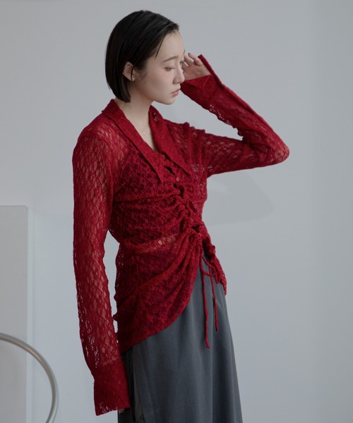 VACANCY（ヴァカンシー）の「ドロストレースシアーシャツ/新色追加（シャツ/ブラウス・レディース・ホワイト/ブラック/レッド/ブラウン・FREE）」の20枚目の写真