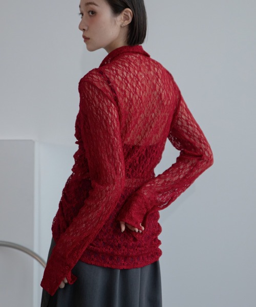 VACANCY（ヴァカンシー）の「ドロストレースシアーシャツ/新色追加（シャツ/ブラウス・レディース・ホワイト/ブラック/レッド/ブラウン・FREE）」の19枚目の写真