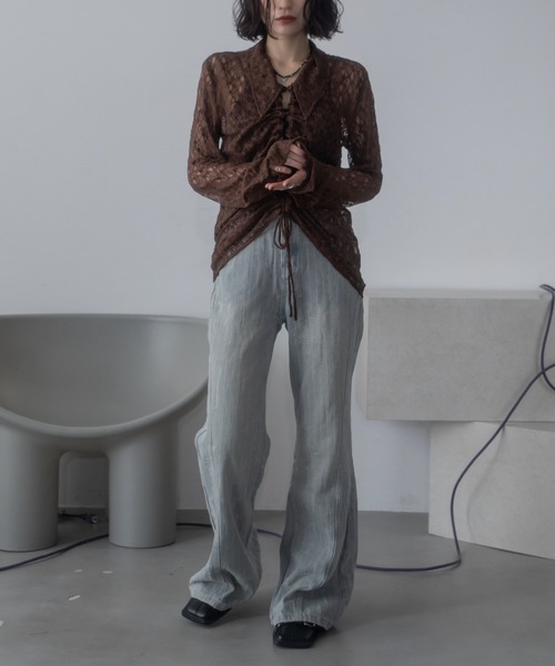 VACANCY（ヴァカンシー）の「ドロストレースシアーシャツ/新色追加（シャツ/ブラウス・レディース・ホワイト/ブラック/レッド/ブラウン・FREE）」の11枚目の写真