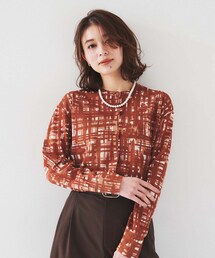 UNTITLED | 【セットアップ可能/アンサンブル可能/シアー】チェックプリント カーディガンニット(カーディガン/ボレロ)