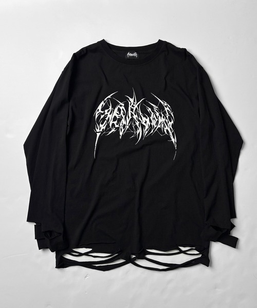 ILL'S（イルズ）の「【MARCORE SELECT】メタルコア クロス 無地 / ボーダー ダメージロンT（Tシャツ/カットソー・メンズ・ホワイト×ブラック/ブラック/チャコールグレー/ブラック×グレー/ホワイト・FREE）」の8枚目の写真