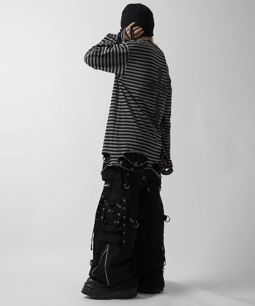 ILL'S（イルズ）の「【MARCORE SELECT】メタルコア クロス 無地 / ボーダー ダメージロンT（Tシャツ/カットソー・メンズ・ホワイト×ブラック/ブラック/チャコールグレー/ブラック×グレー/ホワイト・FREE）」の22枚目の写真