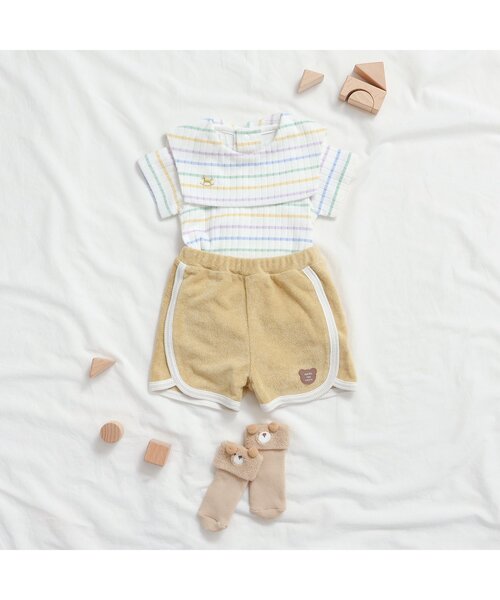 apres les cours（アプレレクール）の「セーラー衿ボディースーツ（ロンパース・キッズ・オフホワイト/サックスブルー/レインボー・70/80）」の7枚目の写真