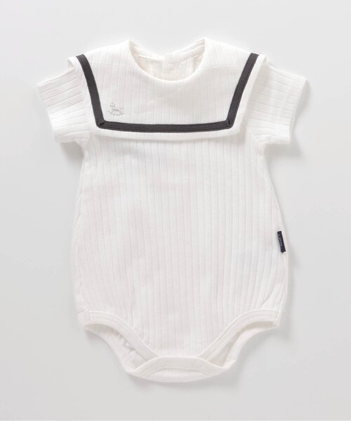 apres les cours（アプレレクール）の「セーラー衿ボディースーツ（ロンパース・キッズ・オフホワイト/サックスブルー/レインボー・70/80）」の8枚目の写真