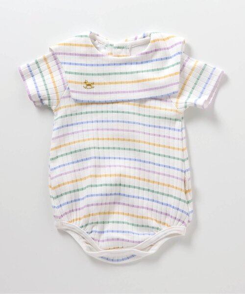 apres les cours（アプレレクール）の「セーラー衿ボディースーツ（ロンパース・キッズ・オフホワイト/サックスブルー/レインボー・70/80）」の10枚目の写真