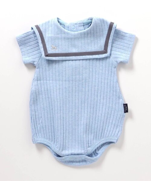 apres les cours（アプレレクール）の「セーラー衿ボディースーツ（ロンパース・キッズ・オフホワイト/サックスブルー/レインボー・70/80）」の12枚目の写真