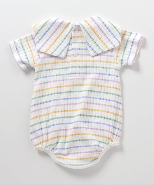 apres les cours（アプレレクール）の「セーラー衿ボディースーツ（ロンパース・キッズ・オフホワイト/サックスブルー/レインボー・70/80）」の11枚目の写真