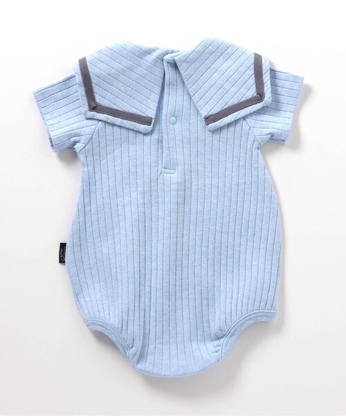 apres les cours（アプレレクール）の「セーラー衿ボディースーツ（ロンパース・キッズ・オフホワイト/サックスブルー/レインボー・70/80）」の13枚目の写真