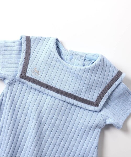 apres les cours（アプレレクール）の「セーラー衿ボディースーツ（ロンパース・キッズ・オフホワイト/サックスブルー/レインボー・70/80）」の14枚目の写真