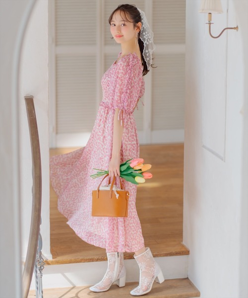 WILLSELECTION(ウィルセレクション)の「ミニフラワーシャーリングワンピース(ワンピース・レディース・ブルー系その他/ホワイト系その他/レッド系その他・FREE)」の5枚目の写真