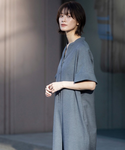 Munich（ミューニック）の「【UVカット】【速乾性】【接触冷感】麻混ツイルコンビネゾン（つなぎ/オールインワン・レディース・グレイッシュベージュ/ブラック/ダークグレー・M/S）」の17枚目の写真