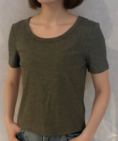 Girly Doll(ガーリードール)の「ラウンドネックベーシックリブTシャツ(Tシャツ/カットソー・レディース・ホワイト/ピンク/ブラック/グレー/ブルー・M/L/XL)」の3枚目の写真