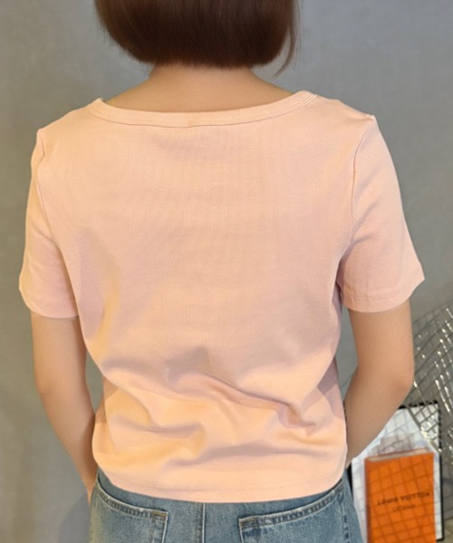 Girly Doll(ガーリードール)の「ラウンドネックベーシックリブTシャツ(Tシャツ/カットソー・レディース・ホワイト/ピンク/ブラック/グレー/ブルー・M/L/XL)」の13枚目の写真