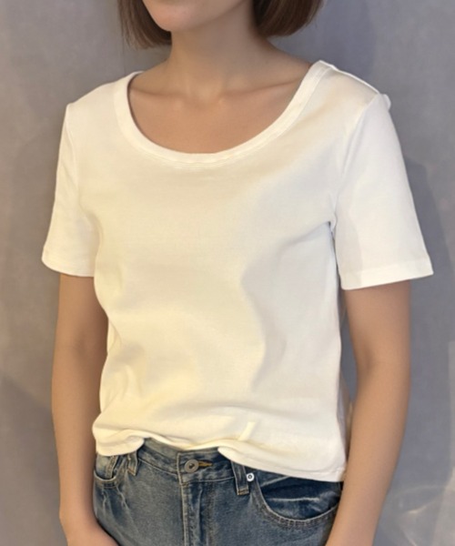Girly Doll(ガーリードール)の「ラウンドネックベーシックリブTシャツ(Tシャツ/カットソー・レディース・ホワイト/ピンク/ブラック/グレー/ブルー・M/L/XL)」の6枚目の写真