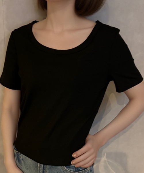 Girly Doll(ガーリードール)の「ラウンドネックベーシックリブTシャツ(Tシャツ/カットソー・レディース・ホワイト/ピンク/ブラック/グレー/ブルー・M/L/XL)」の8枚目の写真