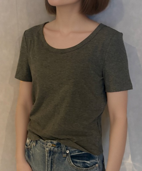 Girly Doll(ガーリードール)の「ラウンドネックベーシックリブTシャツ(Tシャツ/カットソー・レディース・ホワイト/ピンク/ブラック/グレー/ブルー・M/L/XL)」の9枚目の写真