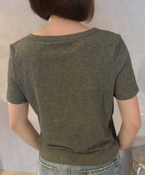 Girly Doll(ガーリードール)の「ラウンドネックベーシックリブTシャツ(Tシャツ/カットソー・レディース・ホワイト/ピンク/ブラック/グレー/ブルー・M/L/XL)」の10枚目の写真