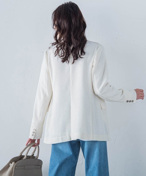 LAUTREAMONT(ロートレアモン)の「リネンライクテーラードジャケット≪手洗い可能≫(テーラードジャケット・レディース・ホワイト/ブラック/ベージュ・11号/9号)」の4枚目の写真