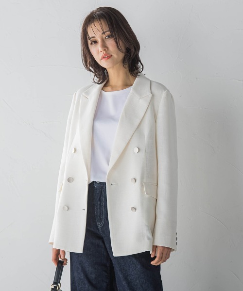 LAUTREAMONT(ロートレアモン)の「リネンライクテーラードジャケット≪手洗い可能≫(テーラードジャケット・レディース・ホワイト/ブラック/ベージュ・11号/9号)」の14枚目の写真