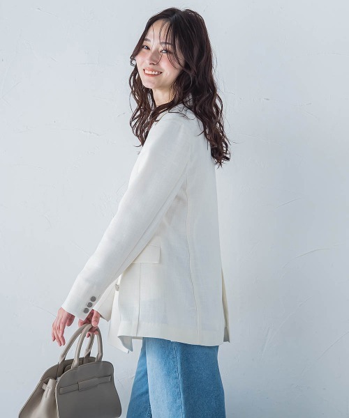 LAUTREAMONT(ロートレアモン)の「リネンライクテーラードジャケット≪手洗い可能≫(テーラードジャケット・レディース・ホワイト/ブラック/ベージュ・11号/9号)」の6枚目の写真