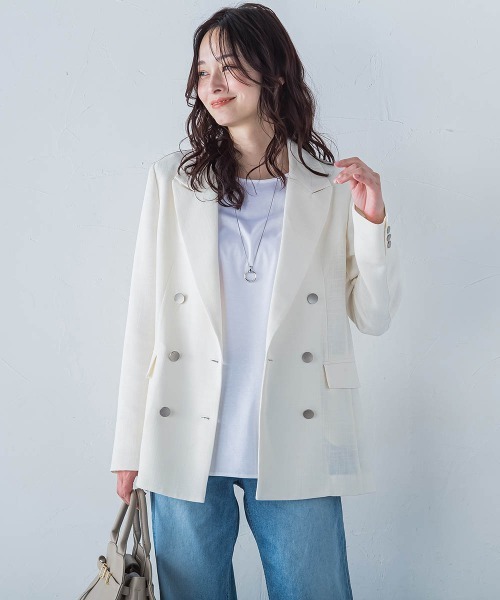 LAUTREAMONT(ロートレアモン)の「リネンライクテーラードジャケット≪手洗い可能≫(テーラードジャケット・レディース・ホワイト/ブラック/ベージュ・11号/9号)」の7枚目の写真