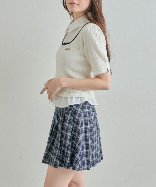 OLIVE des OLIVE（オリーブデオリーブ）の「シャツレーヤードニット（シャツ/ブラウス・レディース・ライトグレー/ネイビー/オフホワイト/ピンク・FREE）」の22枚目の写真