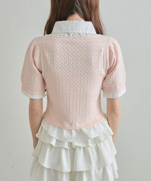 OLIVE des OLIVE（オリーブデオリーブ）の「シャツレーヤードニット（シャツ/ブラウス・レディース・ライトグレー/ネイビー/オフホワイト/ピンク・FREE）」の15枚目の写真