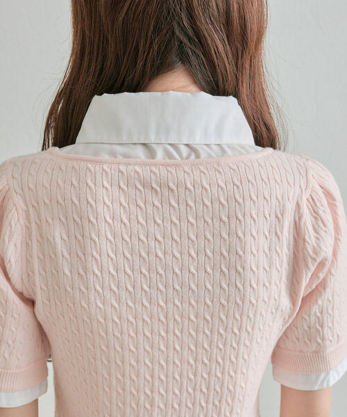 OLIVE des OLIVE（オリーブデオリーブ）の「シャツレーヤードニット（シャツ/ブラウス・レディース・ライトグレー/ネイビー/オフホワイト/ピンク・FREE）」の16枚目の写真