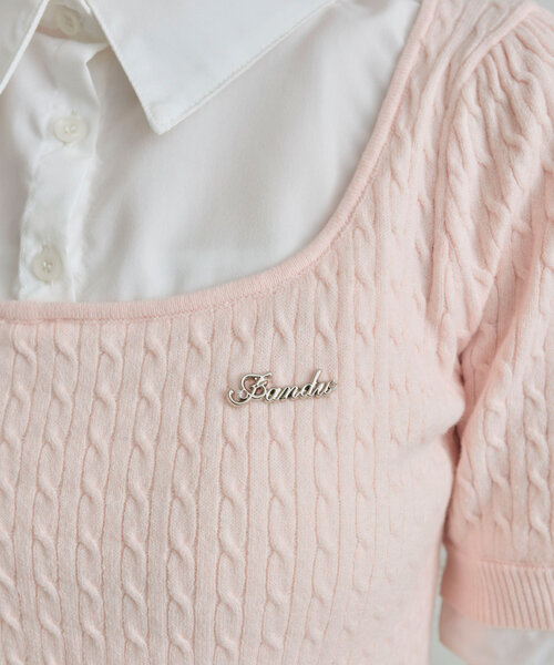 OLIVE des OLIVE（オリーブデオリーブ）の「シャツレーヤードニット（シャツ/ブラウス・レディース・ライトグレー/ネイビー/オフホワイト/ピンク・FREE）」の18枚目の写真