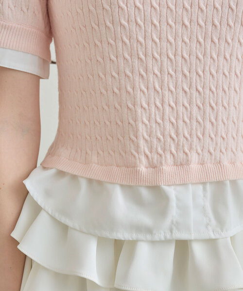 OLIVE des OLIVE（オリーブデオリーブ）の「シャツレーヤードニット（シャツ/ブラウス・レディース・ライトグレー/ネイビー/オフホワイト/ピンク・FREE）」の20枚目の写真