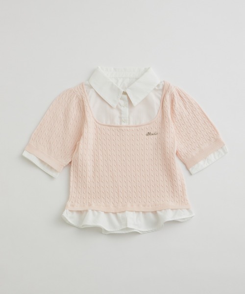 OLIVE des OLIVE（オリーブデオリーブ）の「シャツレーヤードニット（シャツ/ブラウス・レディース・ライトグレー/ネイビー/オフホワイト/ピンク・FREE）」の8枚目の写真