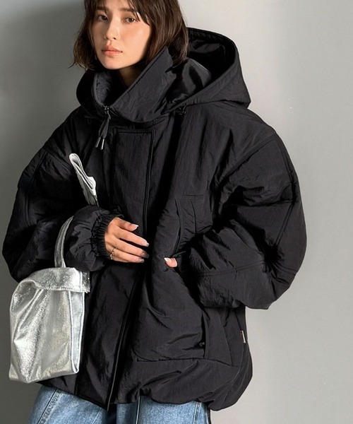 MOWALOLA フード付きブラックジャケット M 即日発送 セール】《JaVaジャバコラボ》ボリュームシルエットで魅せる、今年の
