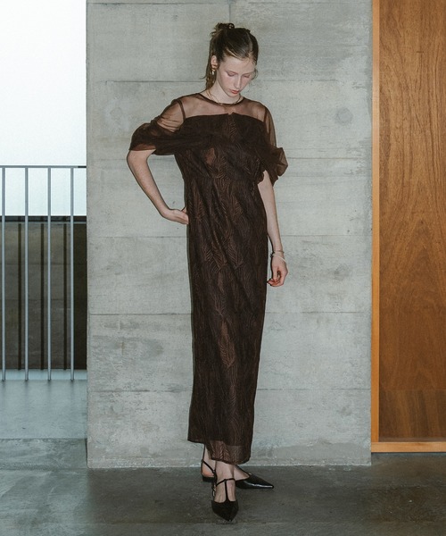 et.UNiVER Tornade pencil dress グレー Tornade pencil dress（ドレス）｜et.UNiVER（エトユニベール