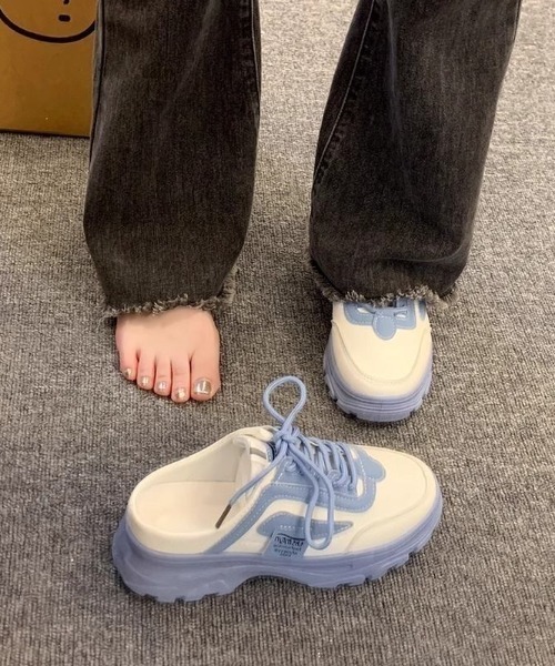 Teem Store（チームストア）の「配色サボスニーカー（スニーカー・レディース・ホワイト/ピンク/ブルー・38/36）」の11枚目の写真